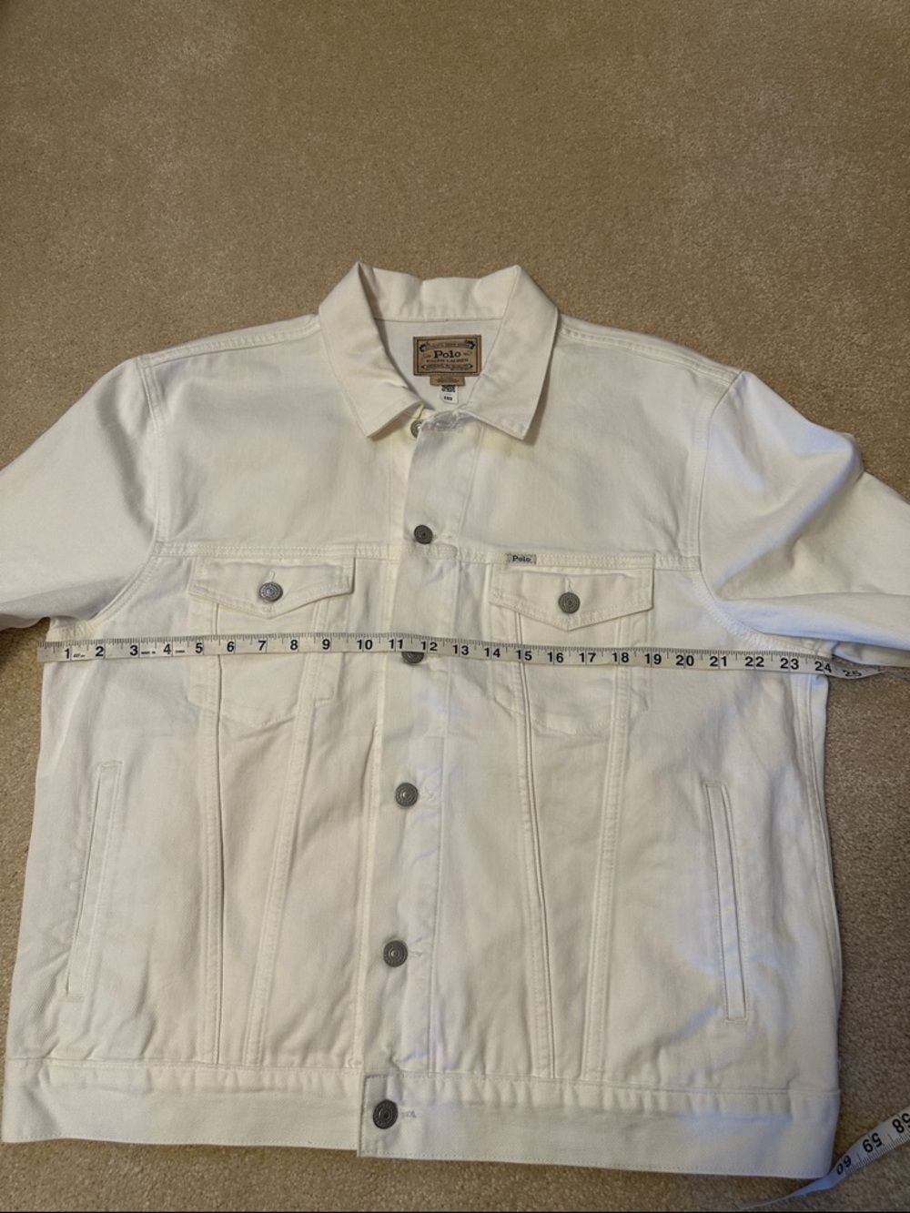 Polo by Ralph Lauren Men's White Denim Trucker Jacket Size XL - Picture 7 of 11